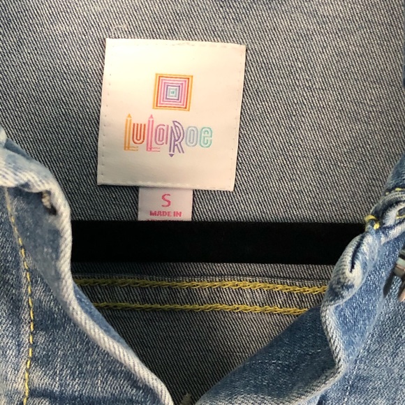 LuLaRoe Jaxon Denim Jean Jacket NWT Aztec Embroidery S - Picture 3 of 7